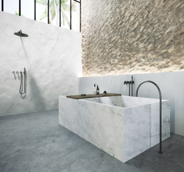 Freestanding Spout John Pawson Free Standing Marble Tub Rain Shower Shower Set Cocoon Bathroom Design Bycocoon.com